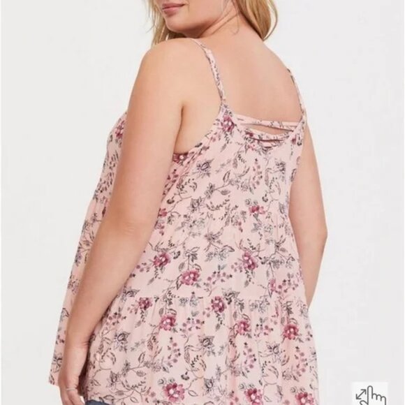 Torrid Pink Floral Challis Strappy Cami in Size 0 (Large / 12) - Picture 8 of 13